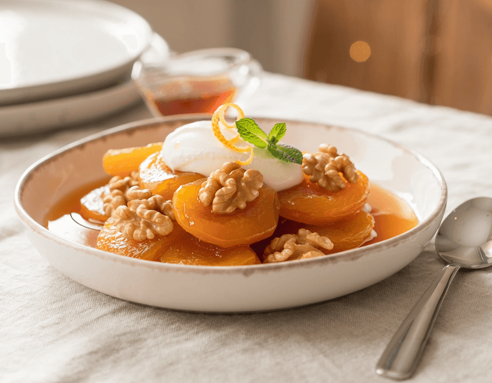 Traditional Dried Apricot and Walnut Compote