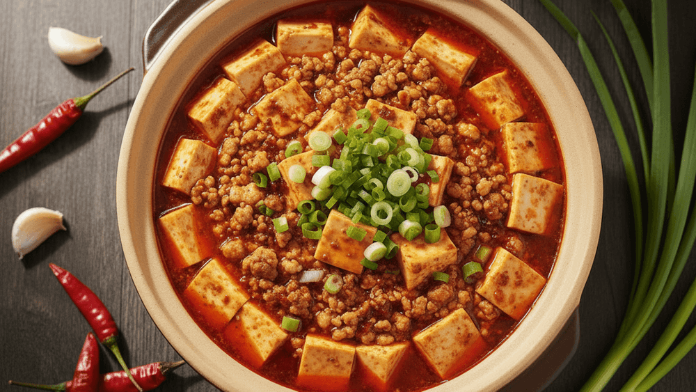 Mapo Tofu Tradicional — Tofu Sedoso en Salsa Picante de Sichuan con Carne de Cerdo