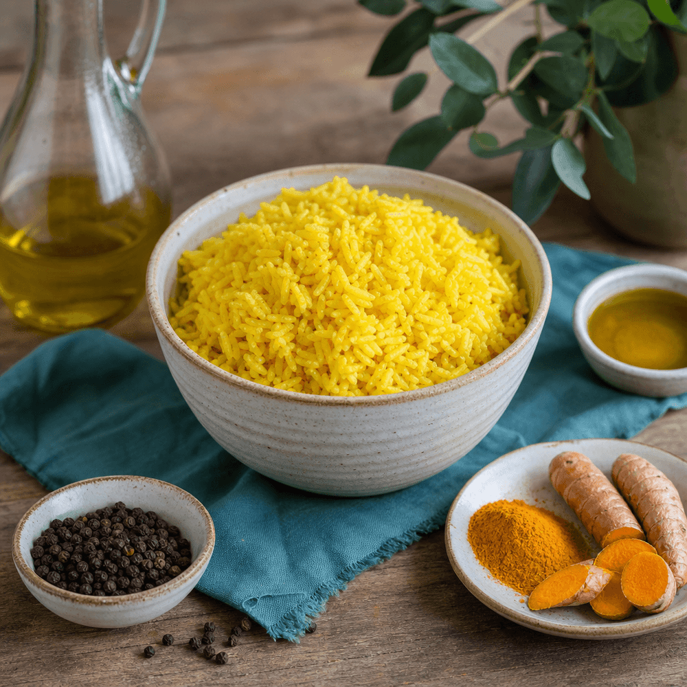 Cúrcuma en arroz dorado: mejor absorción