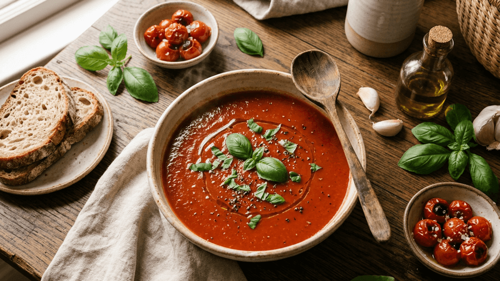 Tomatensuppe mit Basilikum – Klassische nussfreie Hausmannskost