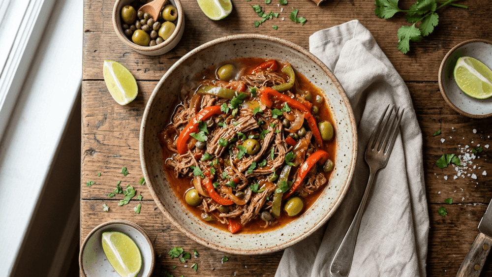 Ropa Vieja Cubana — Carne Desmenuzada en Salsa de Tomate y Pimientos