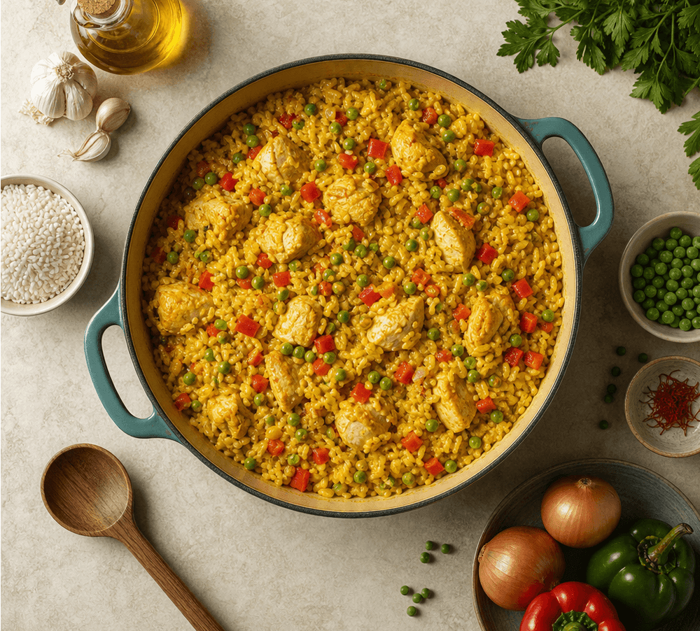 Arroz de Frango à Portuguesa com Açafrão e Ervilhas