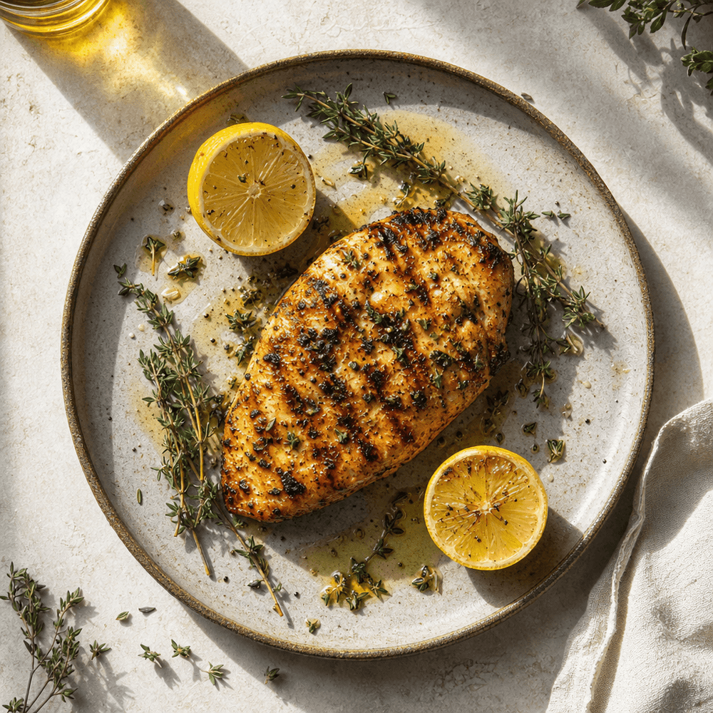 Blanc de poulet grillé au citron et thym
