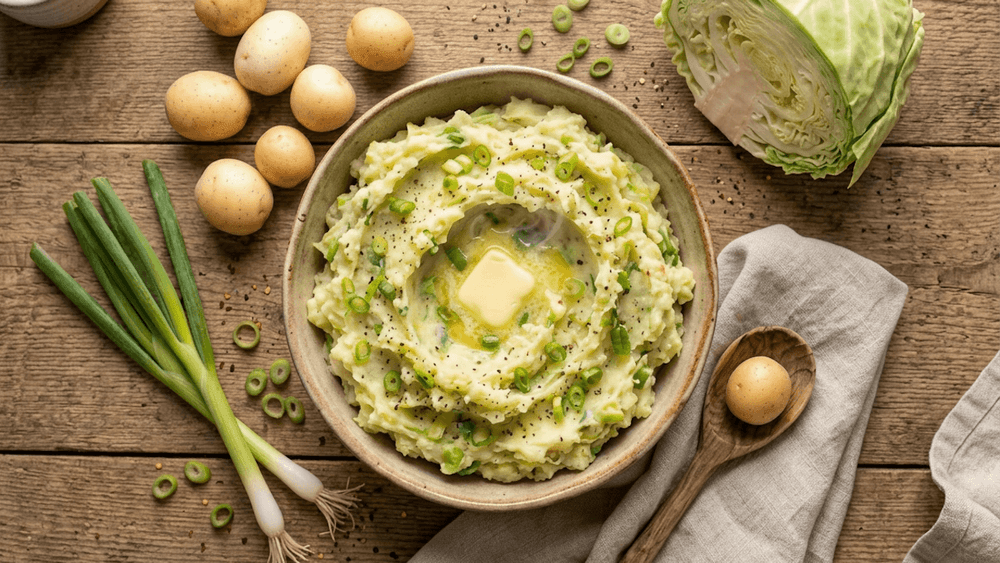 Colcannon: Irish Mashed Potatoes with Cabbage and Spring Onions