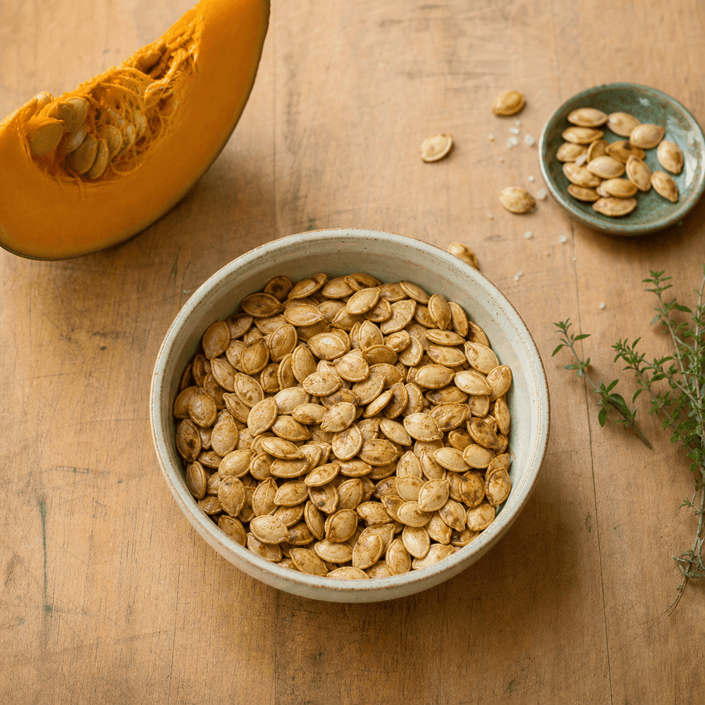 Graines de courge grillées, encas macrobiotique