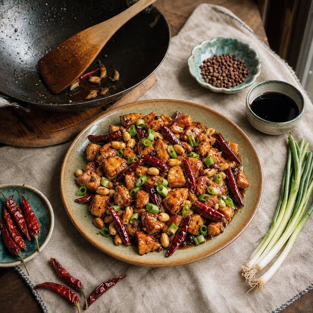 Pollo Kung Pao, donde el picor de la guindilla se encuentra con el hormigueo del pimienta de Sichuán