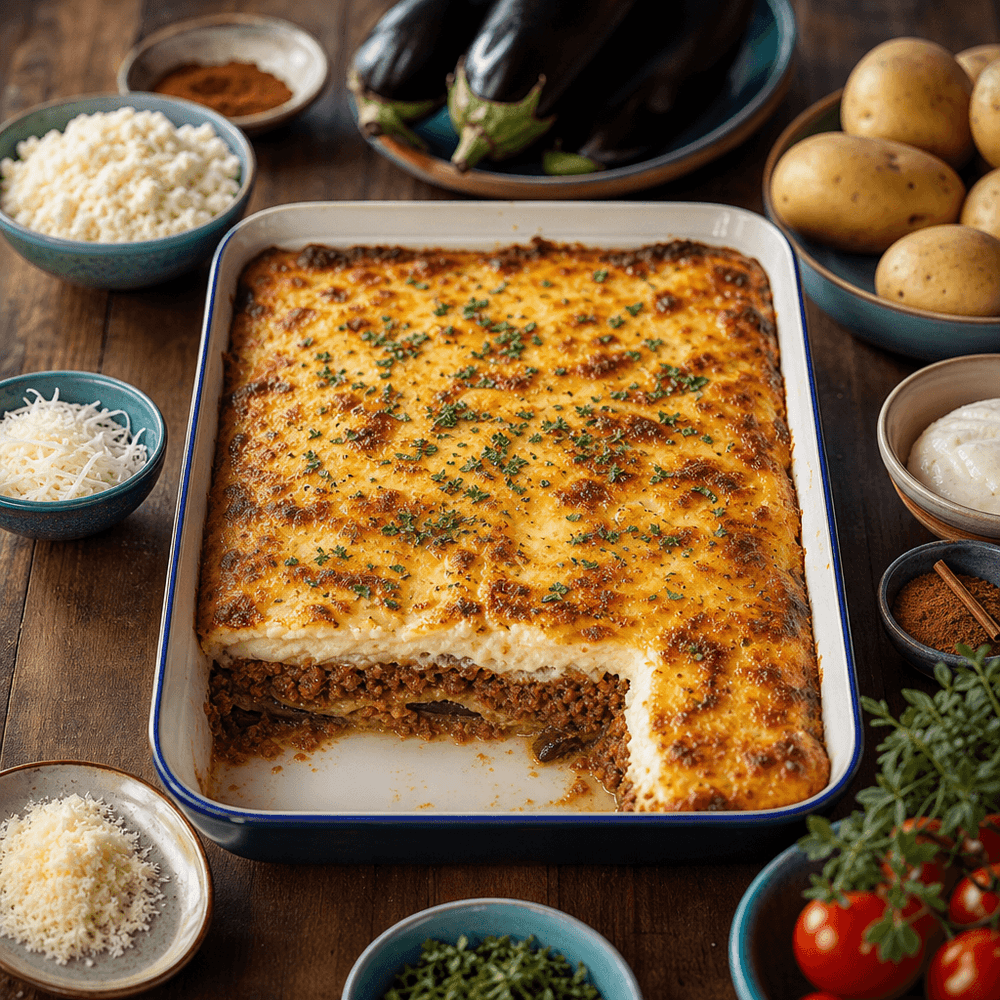 Lasanha Grega: Beringela, Carne Picada e Bechamel