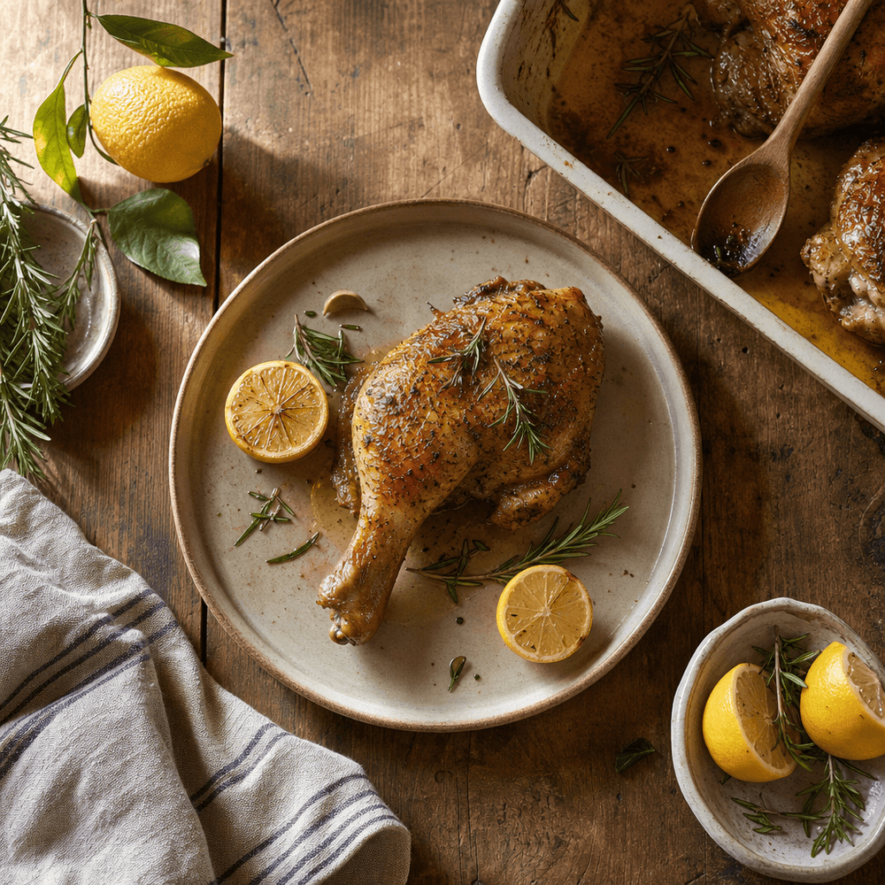 Poulet rôti au citron et romarin