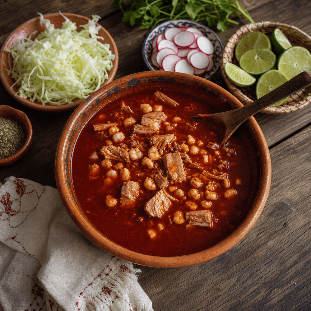 Pozole Rojo: Pork and Hominy in Red Chile Broth