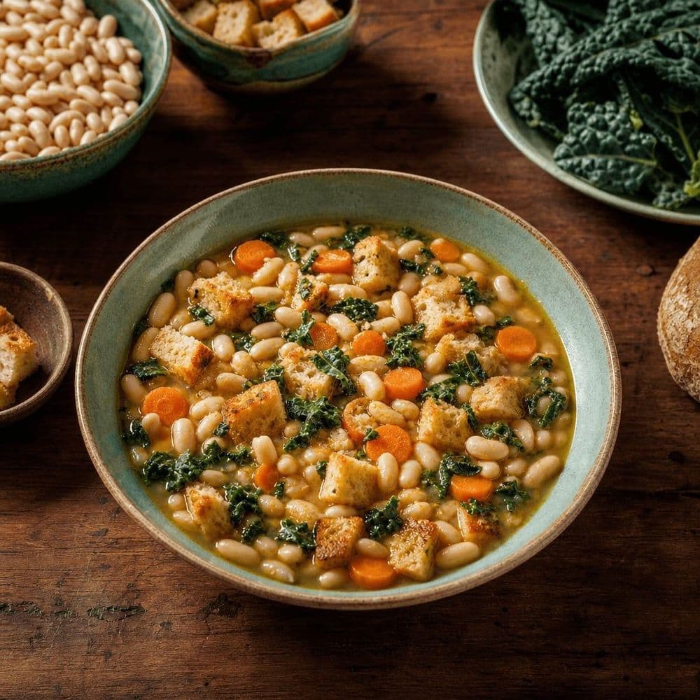 Ribollita, sopa toscana de pan y judías cocida dos veces