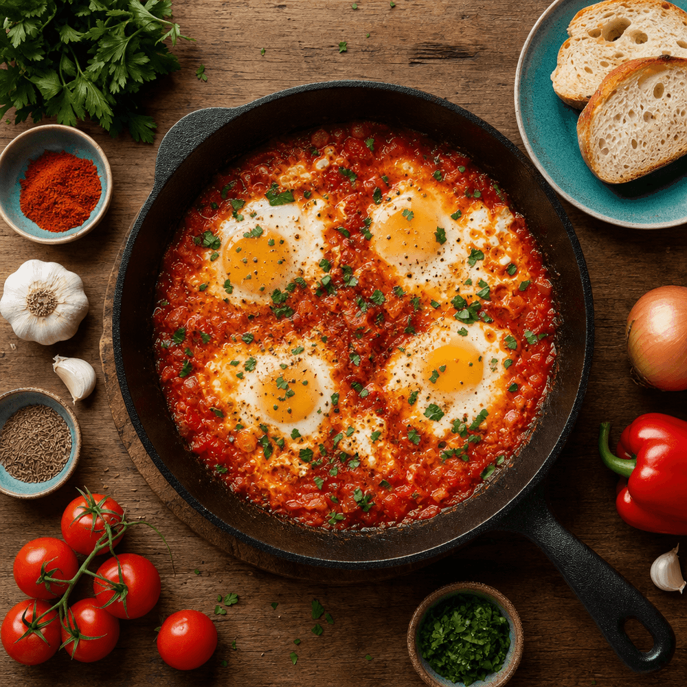 Shakshuka: Huevos Escalfados en Salsa de Tomate