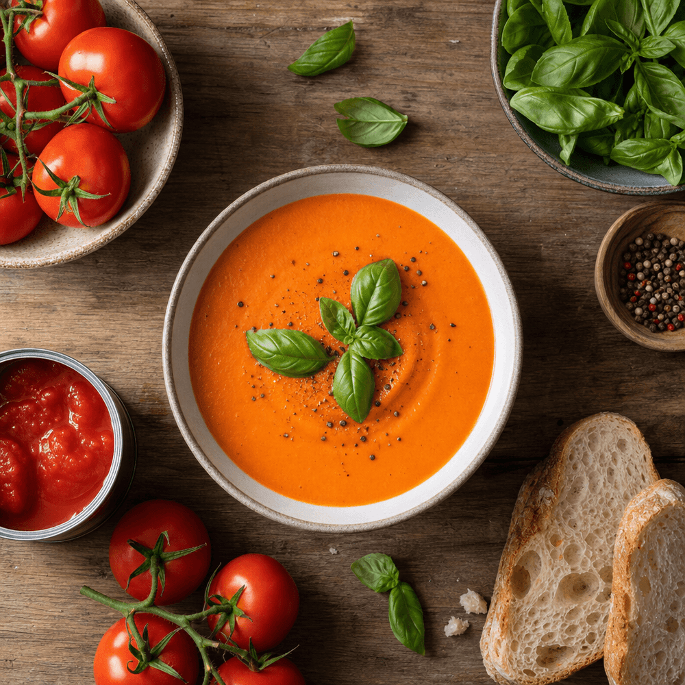 Tomatensuppe mit Basilikum – Cremig ohne Nüsse